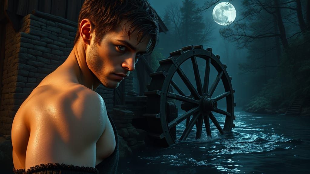 Photorealistic 17th Century Wizard in a Moody Forest Mill Sc...