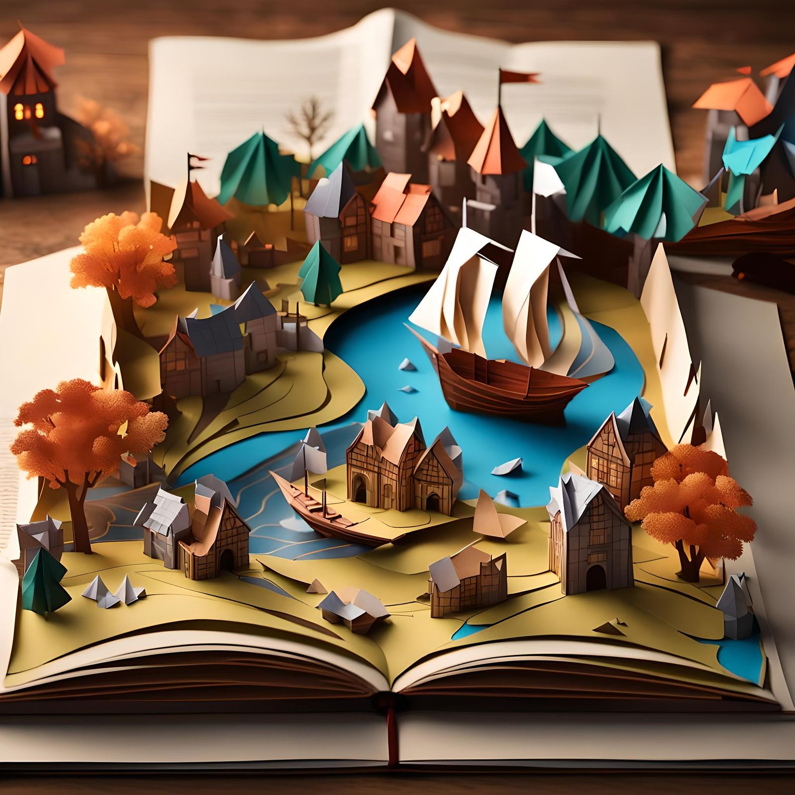 Fantastical Papercraft Village in Pop-Up Book