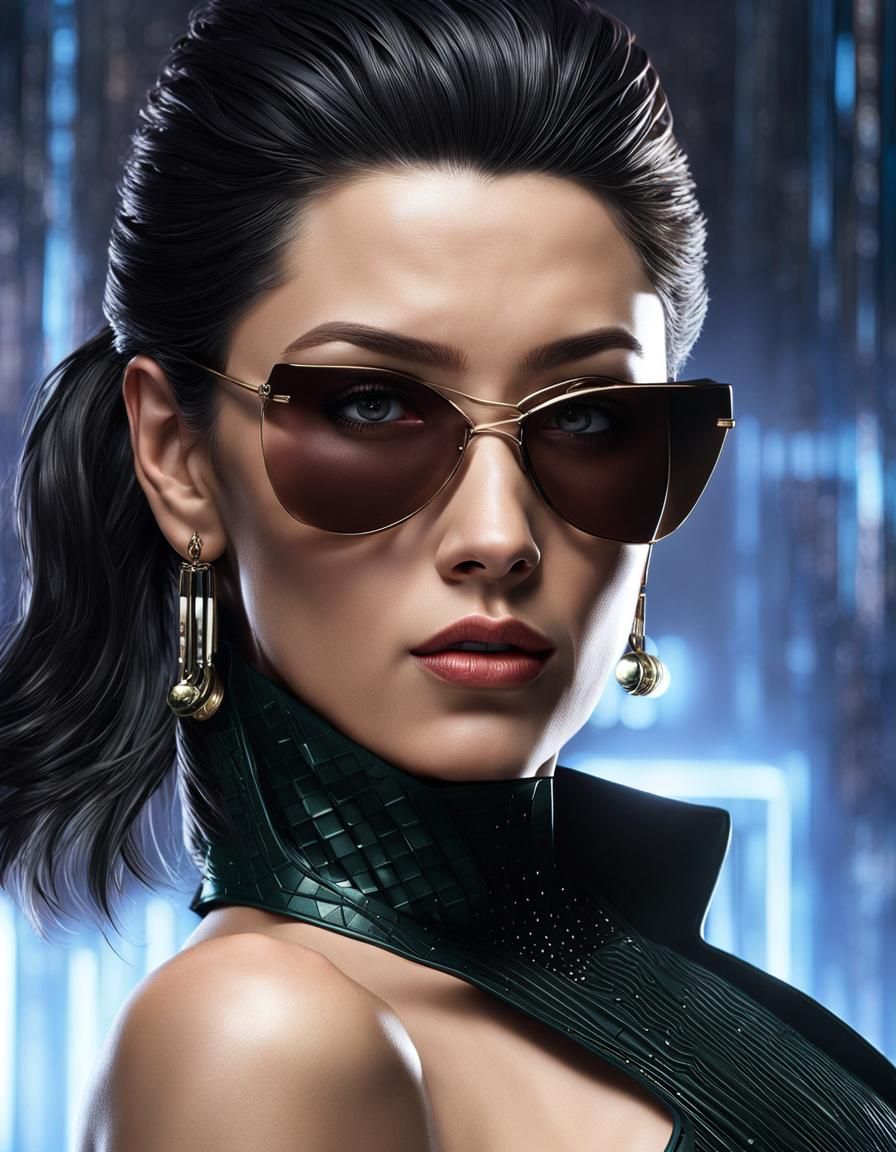 Hyperrealistic Matrix Portrait in Dynamic Lighting