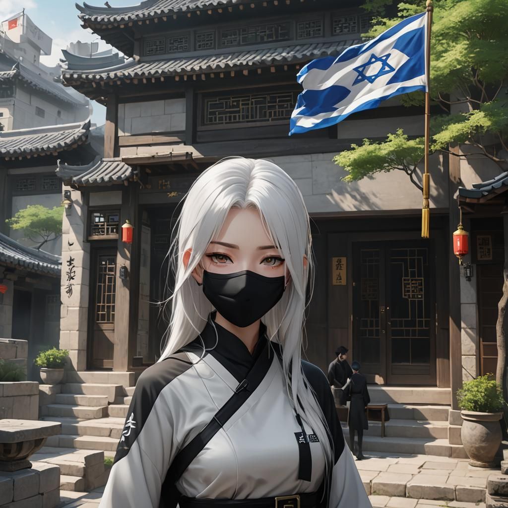 Anime Style Girl with Israeli Flag