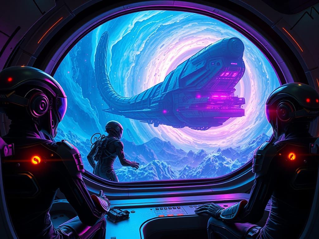 Cyberpunk Space Odyssey in Kaleidoscopic Wormhole