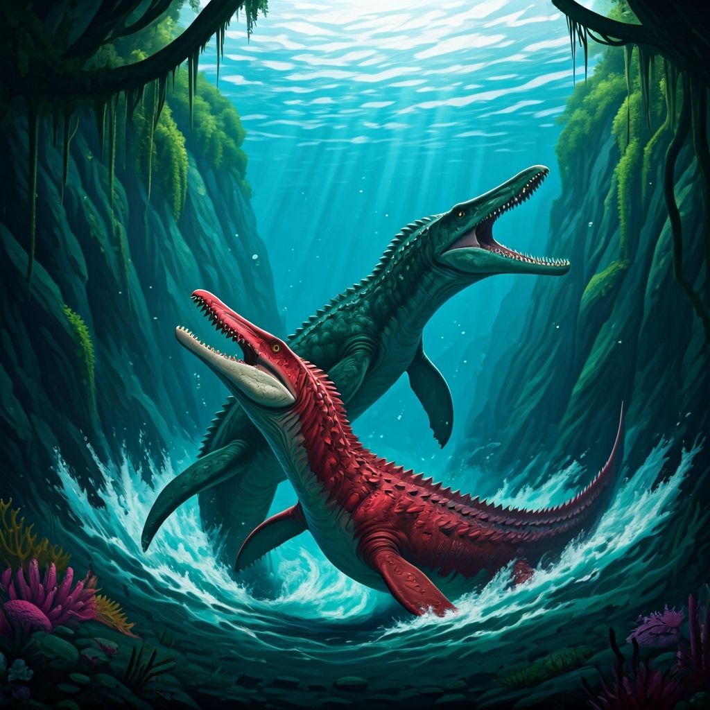 Epic Mosasaur Battle in a Lost Underwater Valley