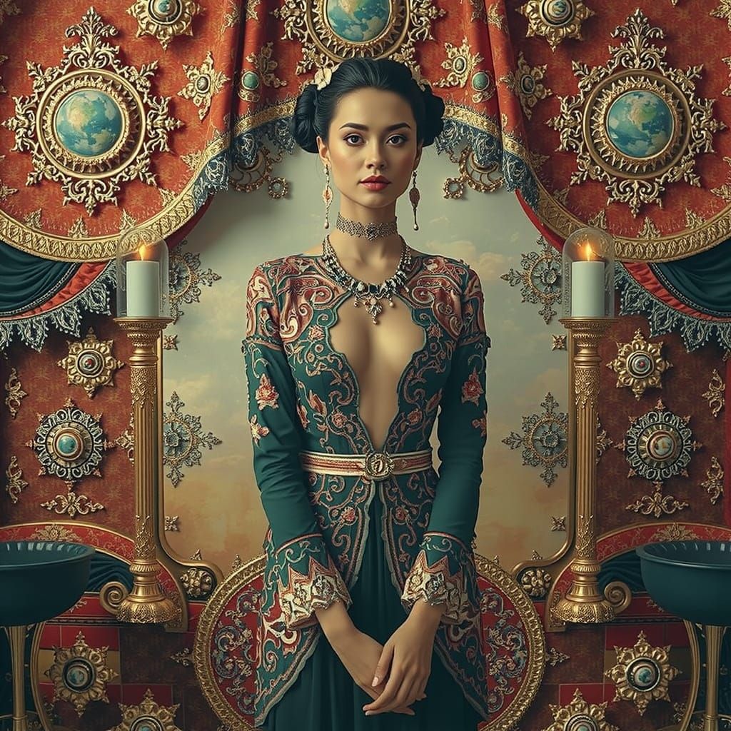 Dreamlike Woman in Surreal 3D Environment