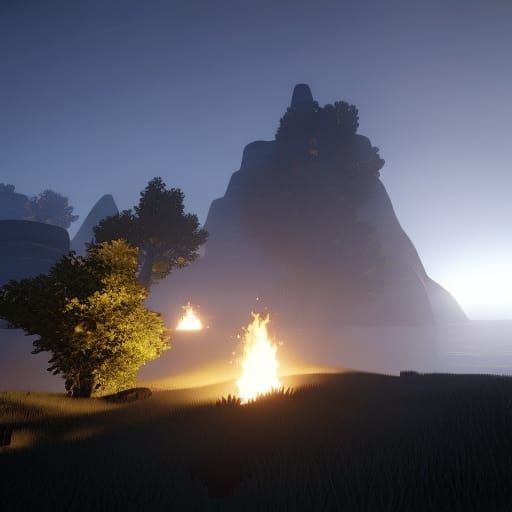 Minimalist Landscape with Fire in Unreal Engine