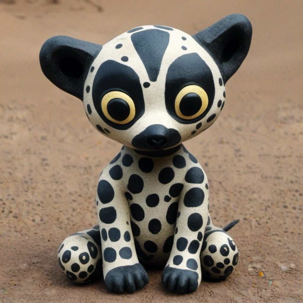 Hyena Puppy in Dubuffet Dolls Style