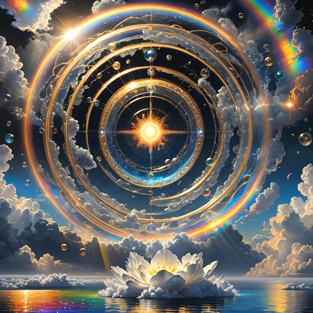 Radiant Figure Lounging on Cloud with Energy