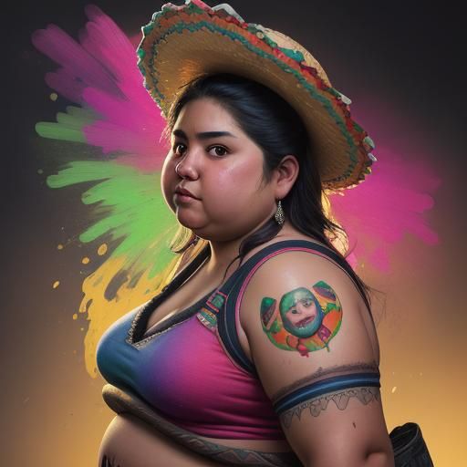 Detailed Portrait of Mexican Person in Splash Art Style