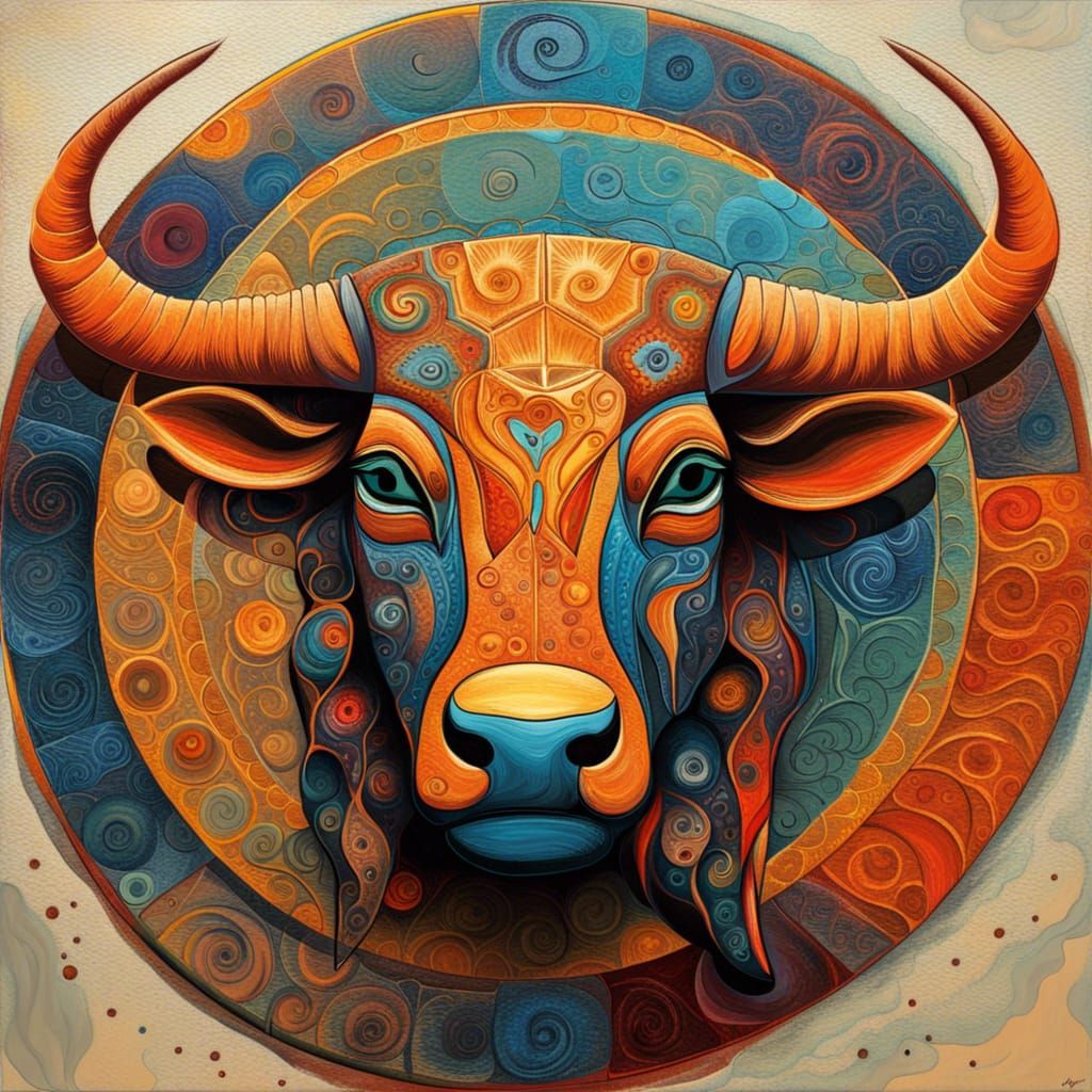 Abstract Zodiac Taurus in Complementary Colors