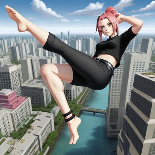 Giant Sakura Haruno Crushing Cities