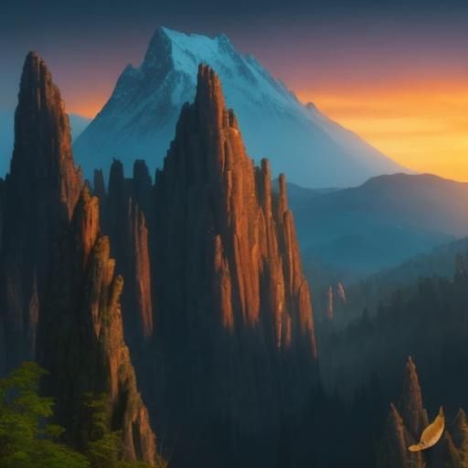 Majestic Mountain Range at Sunrise: AI Generated