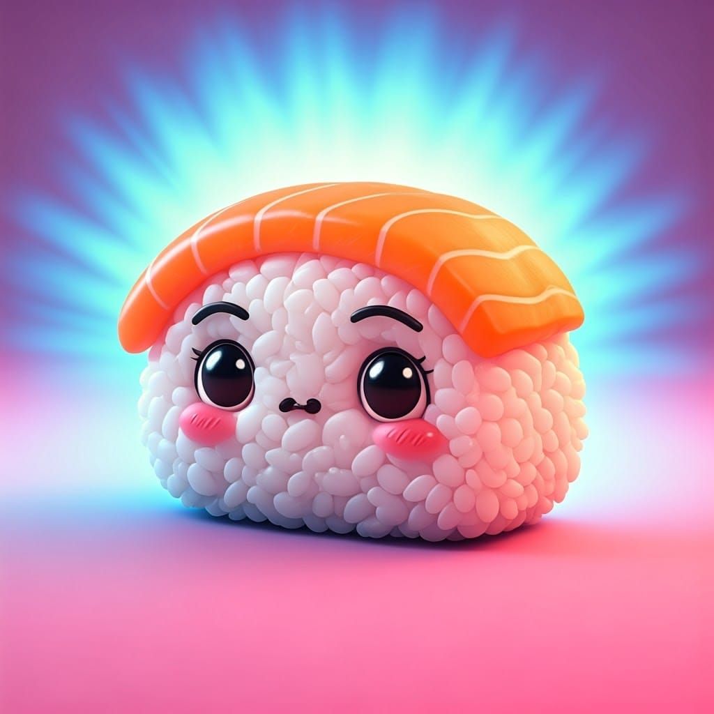 Kawaii Sushi Character in 3D Style
