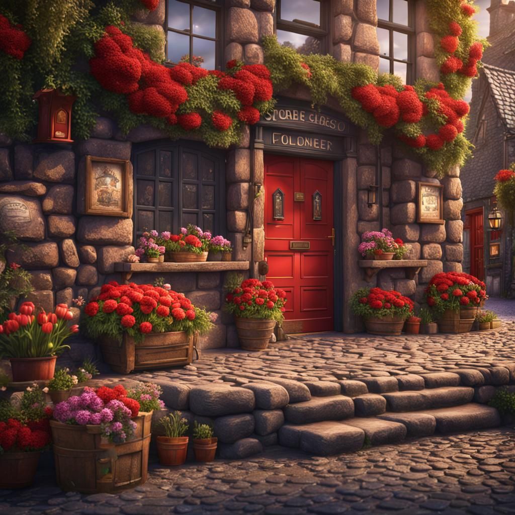 Charming Irish Village Street Scene in Detailed Matte Painti...