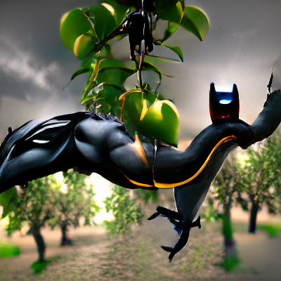 Batman with Snake Arms in Apple Tree