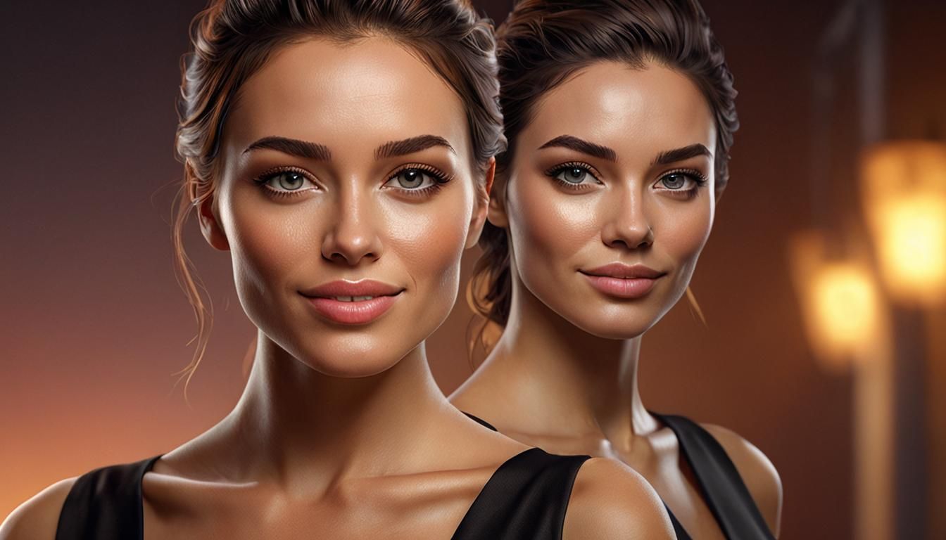 Confident Woman in Black Dress: Hyperrealistic Concept Art