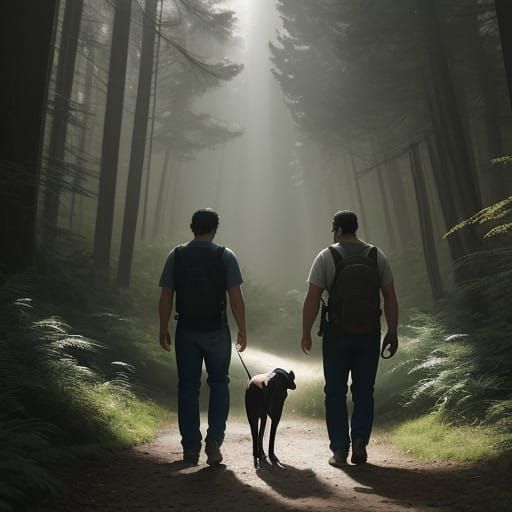 Two Men Walk in Harmony with Nature's Splendor