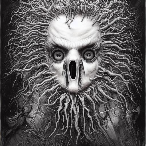 Creepy Face with Spiky Hair: Gothic Digital Art