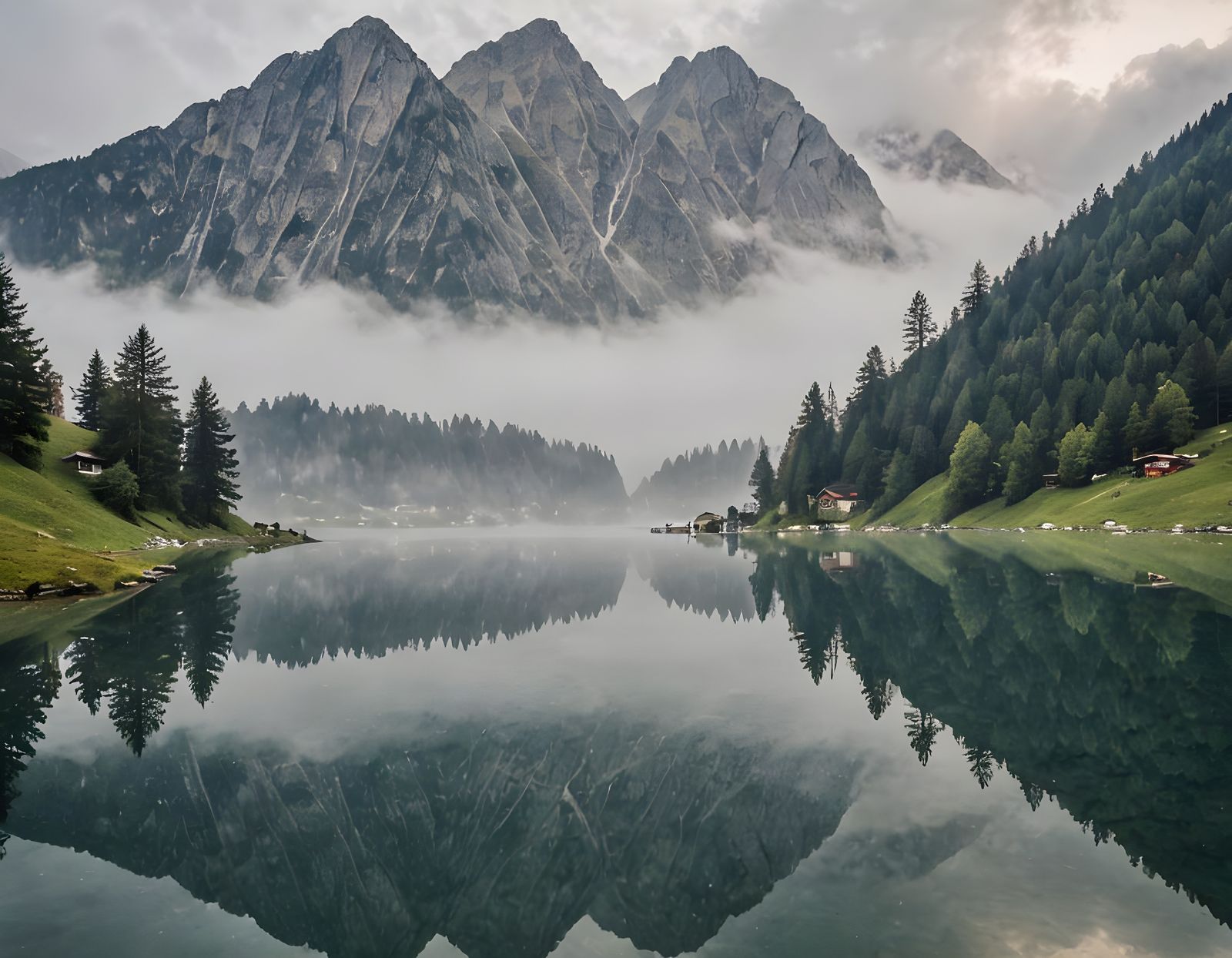 Foggy Morning in Austrian Alps Reflected