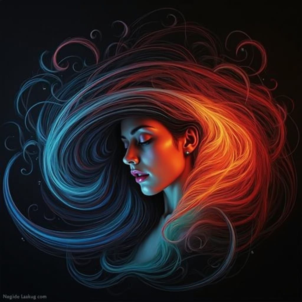 Vibrant Woman: Expressive Hyperrealistic RGB Sculpture