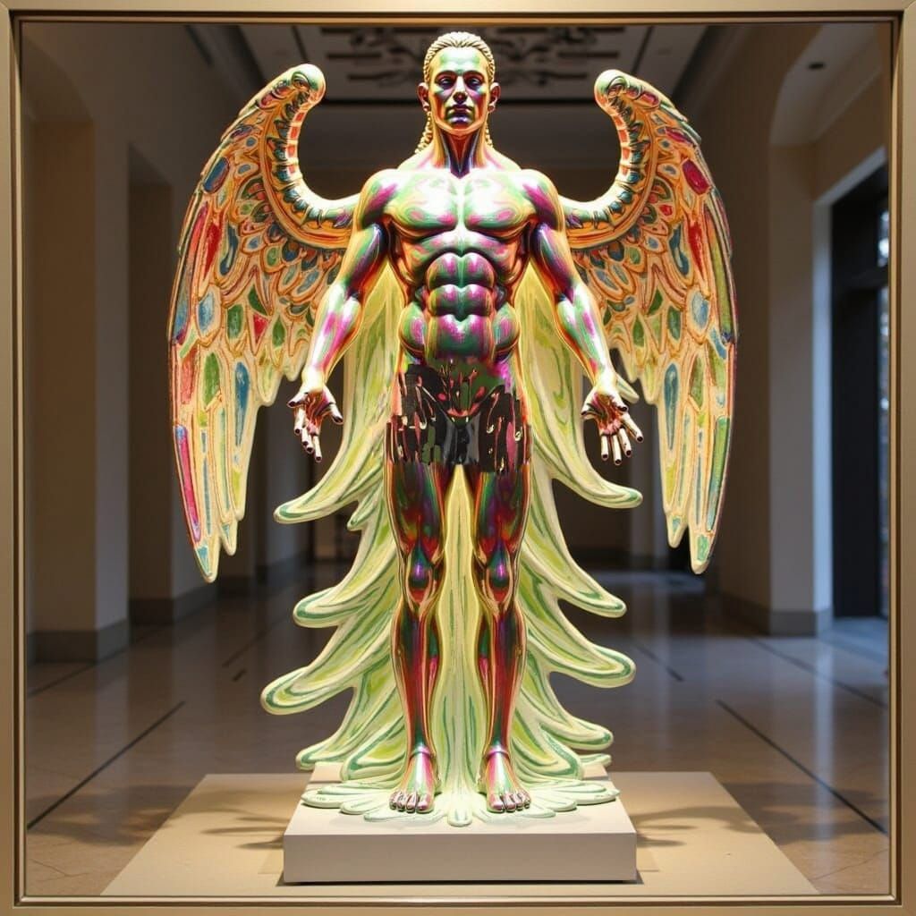 Hyperrealistic Sculpture with Vivid Colors and Dynamic Light...