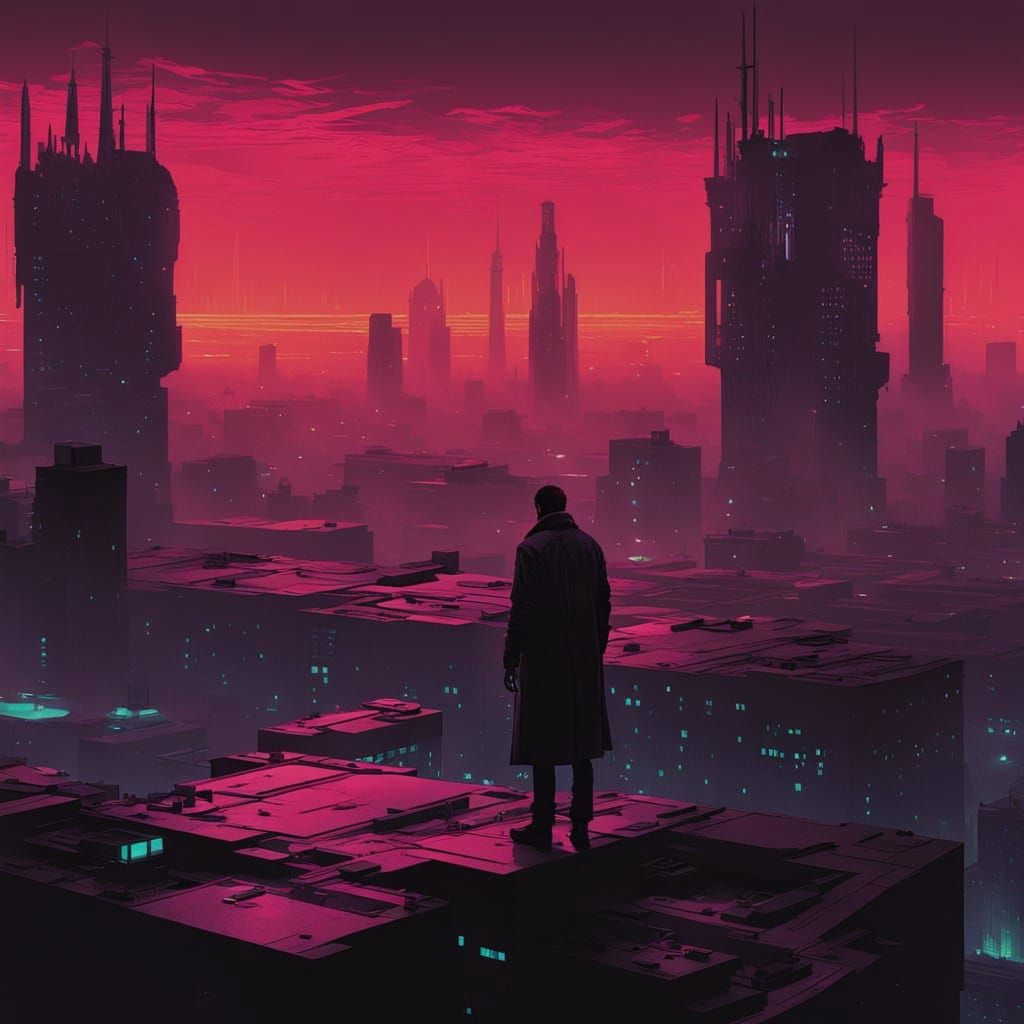 Cyberpunk Dweller in Rustic 2099 Slums