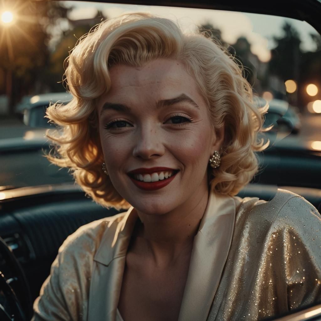Marilyn Monroe in a Classic Car