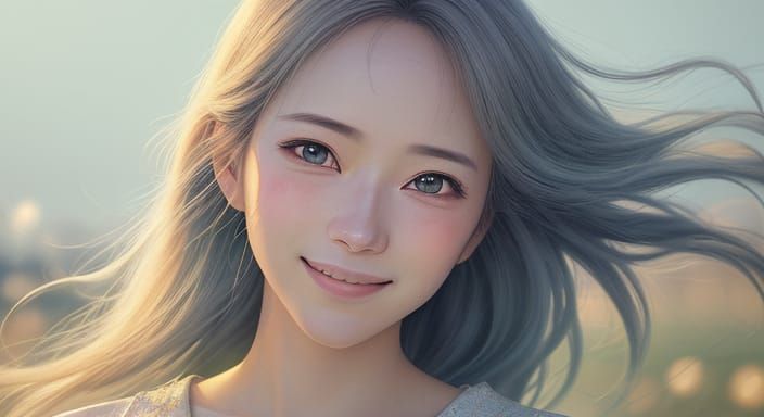 Whimsical Anime Portrait with Soft Focus and Pastel Colors