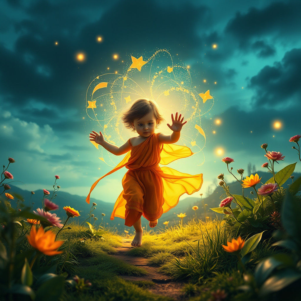 Child Exercising in Dreamlike Environment: Allergy Improveme...