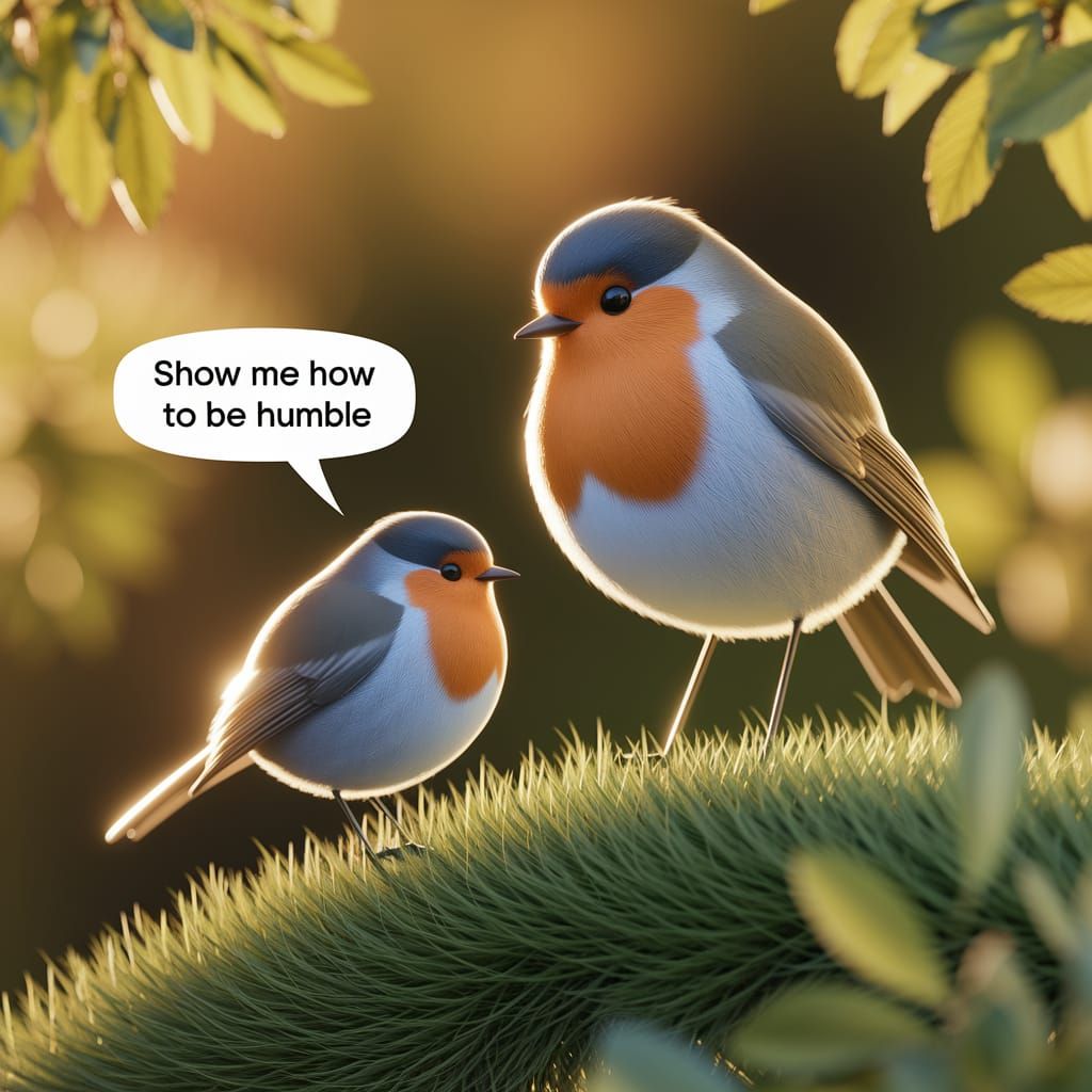 Proud and Humble Robins in Golden Sunlight