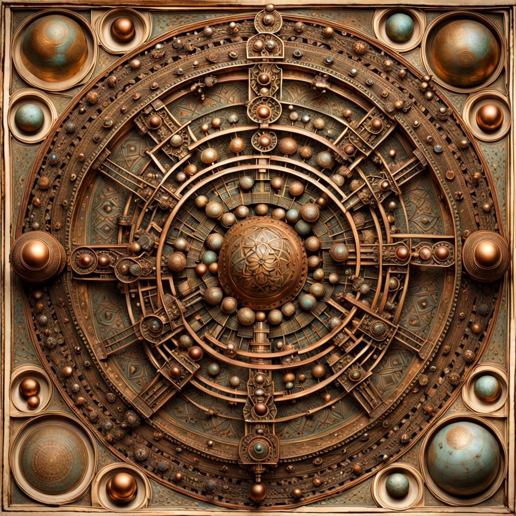 Intricate Copper Celestial Mapping Device