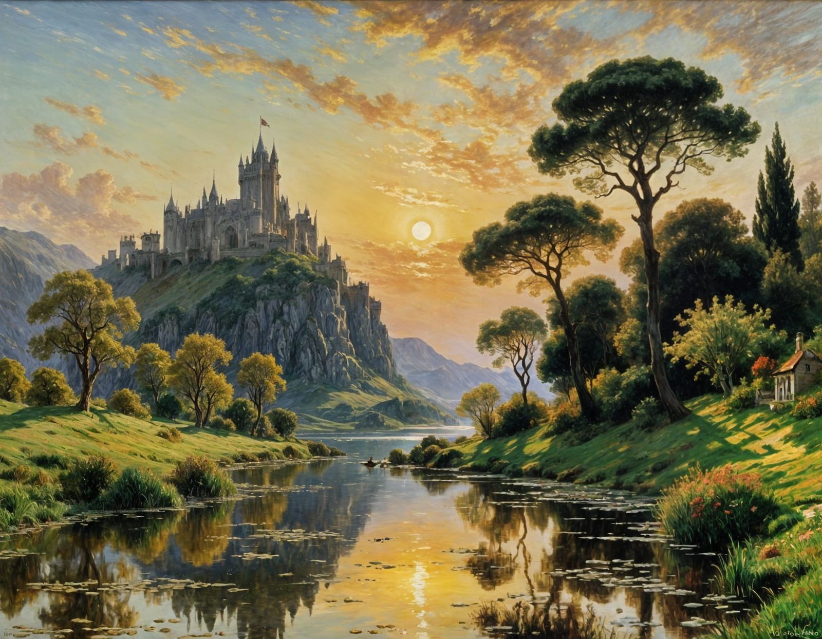 Epic Camelot Landscape in Oil Painting Style