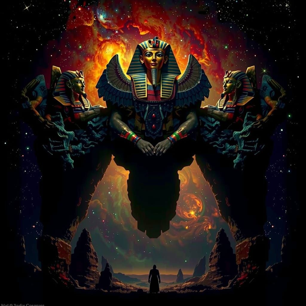 Ancient Desert Under Cosmic Nebulae, Cinematic Matte Paintin...