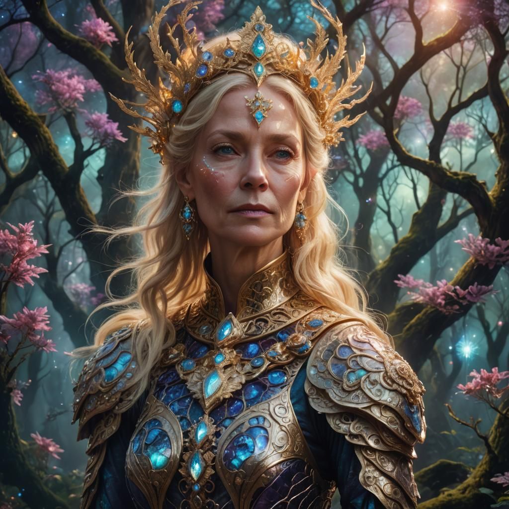 Regal Woman in Dreamlike Forest, Fantasy Art