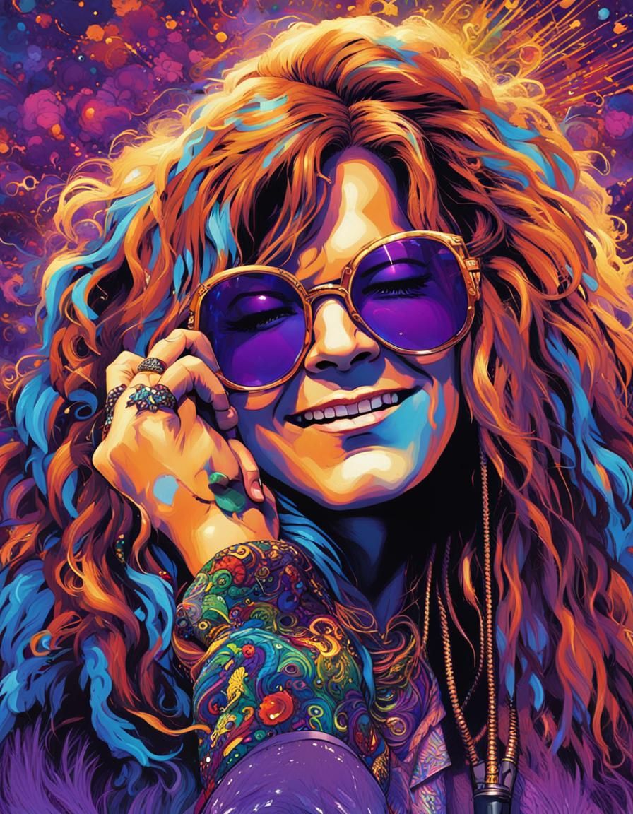 Psychedelic Comic Book Portrait of a Singer