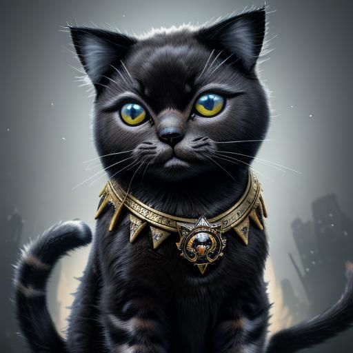 Hyperdetailed Cat Portrait with Color Splash Effects