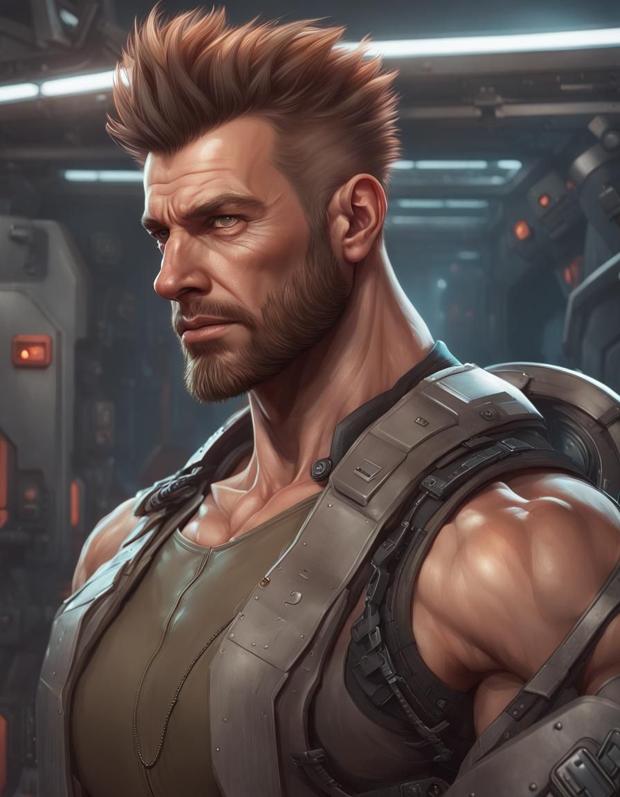 Sci-Fi Starship Pilot Portrait in Hyperdetailed Digital Art