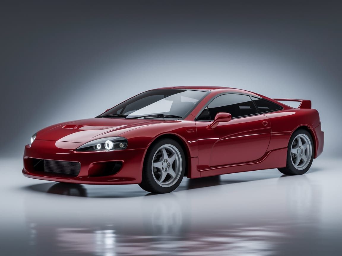 Red JDM Sports Car in Studio Showroom