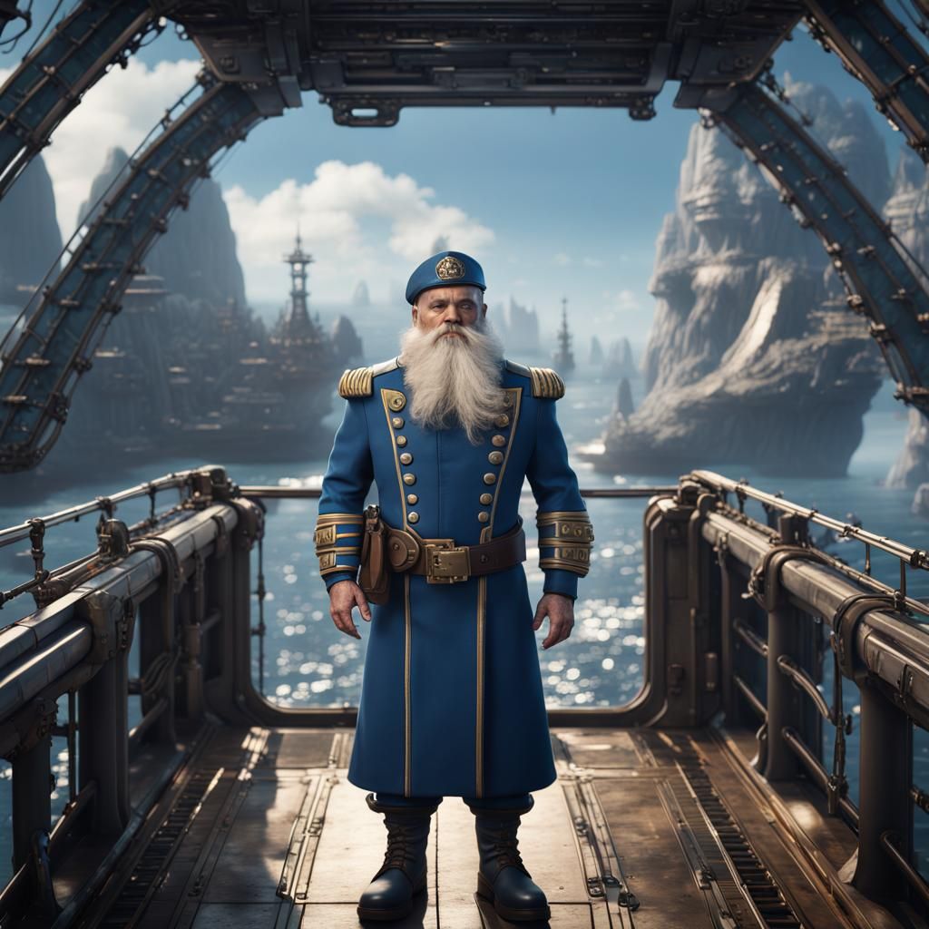 Sci-Fi Dwarf on Capital Ship, Detailed Matte Painting