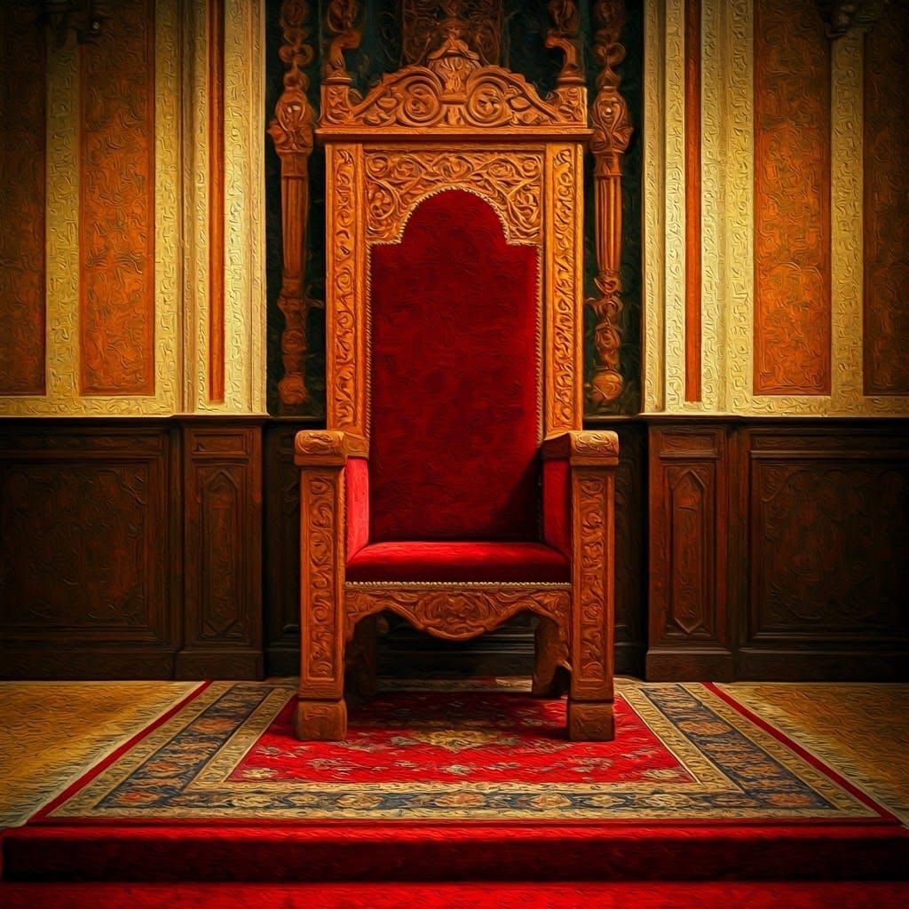 Ornate Rebbe's Chair in Dreamlike Chagall Style