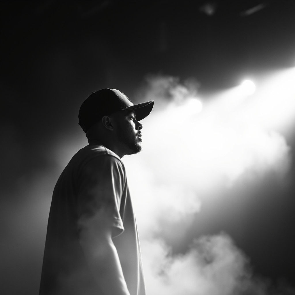 Rapper in Fog: Black and White Concert Photography