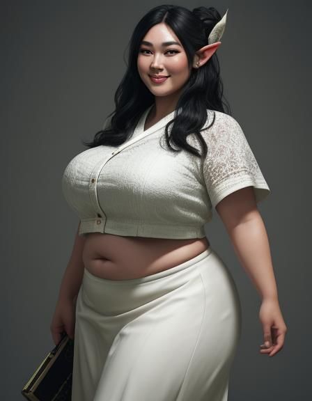 Hyperrealistic Image of Plus-Size Elf Woman