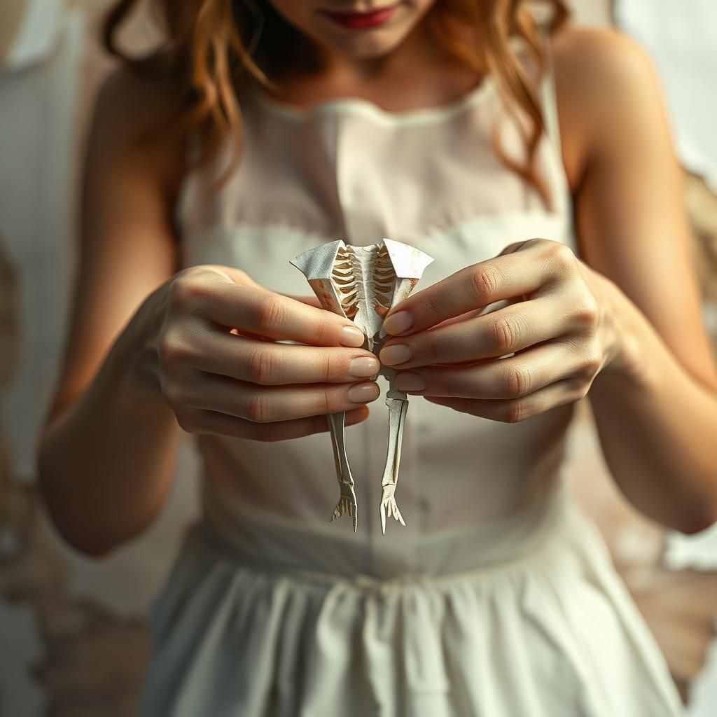 Origami Skeleton Assembled by Paper Hands