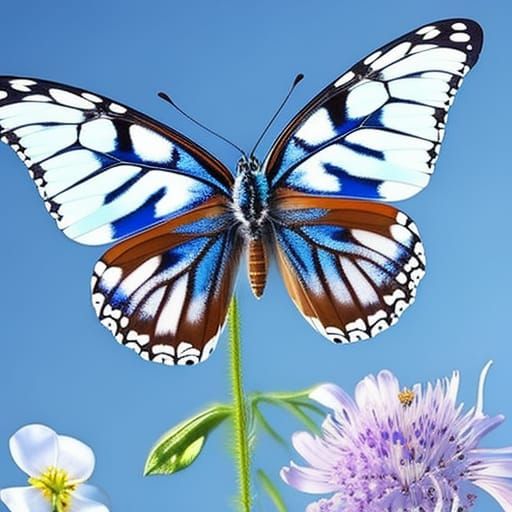 Hyperrealistic Butterfly and Flowers Splash Art