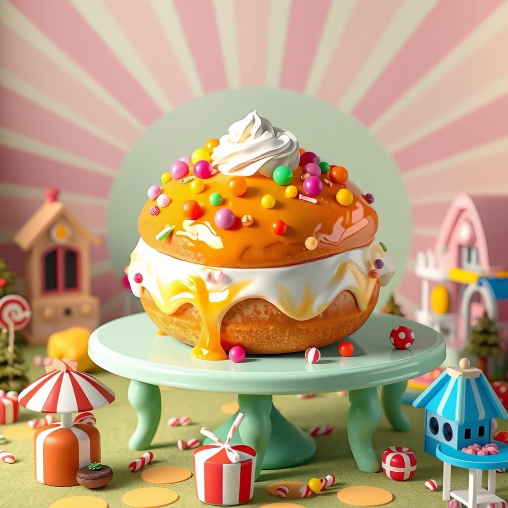 Giant Honey Bun Wonderland in Whimsical Style