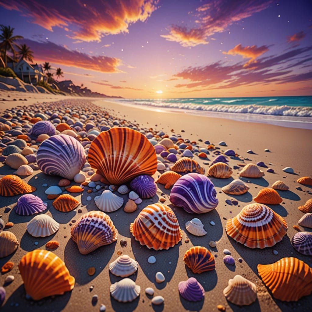 Vibrant Beachscape in Psychedelic Style