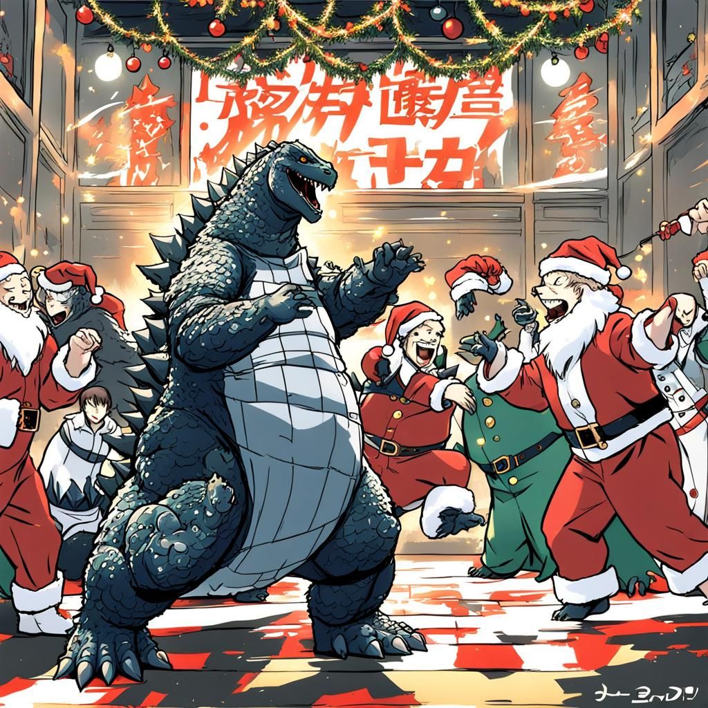 Godzilla's Anime Christmas Party Celebration