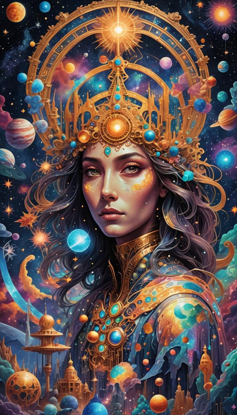 Wednesday Addams: Holographic Cosmic Illustration