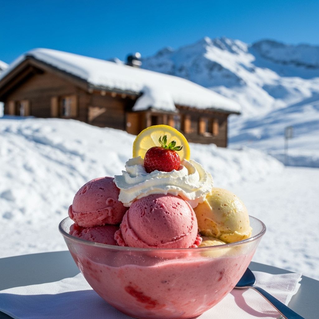 Sumptuous Alpine Ice Cream in Snowy Swiss Alps