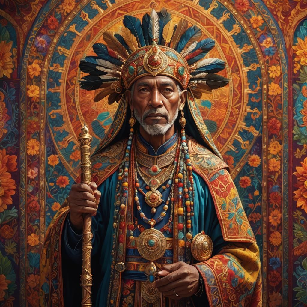 Ornate Goa'uld Priest with Staff in Hyperrealistic Art