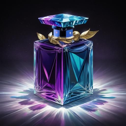 Rainbow Crystal Perfume on Velvet, Surrealist Illustration