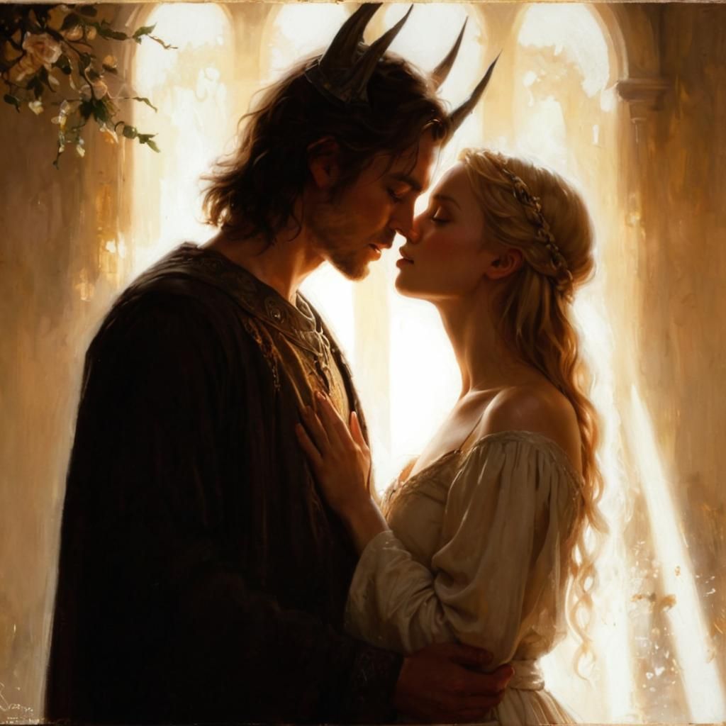 Forbidden Kiss: An Oil Painting in Gurney Style